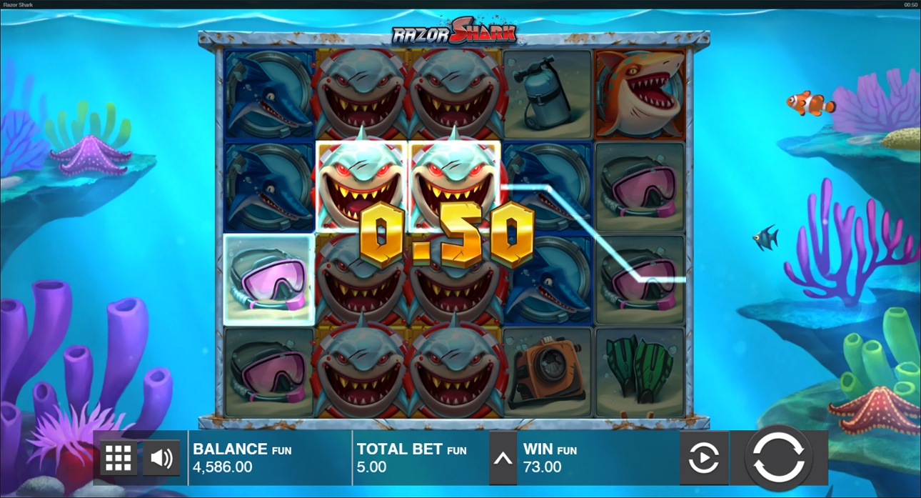 Razor Shark Win with Wild symbols